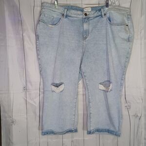 Lane Bryant Distressed Flex Magic Waistband Mid-Rise Straight Crop